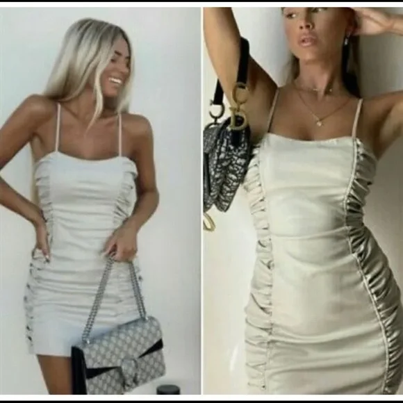 Zara faux leather draped dress small ref 7933/300